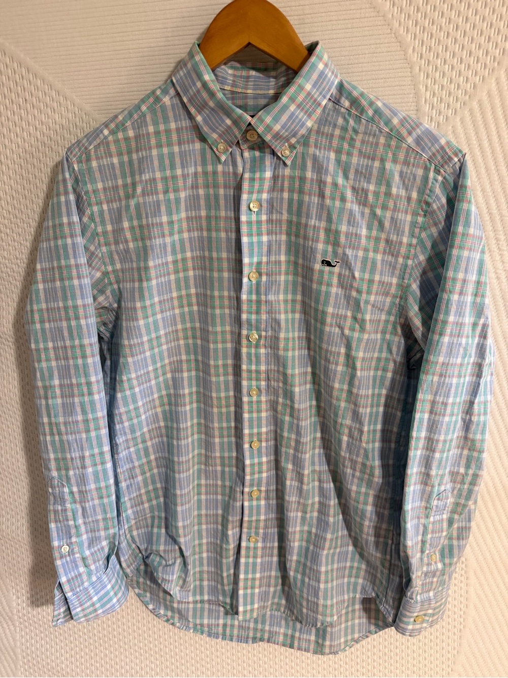 Vineyard Vines Pastel Plaid Button-Down Shirt - Light Blue & Mint
